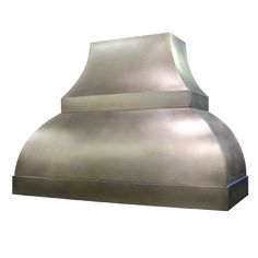 a stainless steel stove hood on a white background