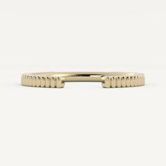 Edison features a uniform vertical groove gold design on 3/4th of the band with a 6mm gap. Modern Adjustable Yellow Gold Bands, Modern Gold Open Band, Modern Adjustable Gold Bands, Gap Wedding Band, Olive Avenue, Olive Avenue Jewelry, Jewelry Companies, Perfect Ring, Gold Design