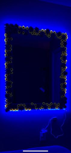 there is a blue light in the mirror