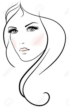 a black and white drawing of a woman's face