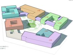 the floor plan for an apartment building with different colored boxes on top of each other