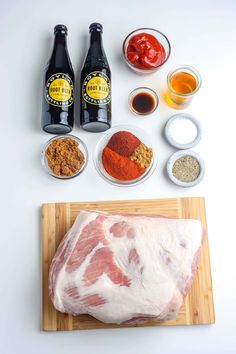 the ingredients to make this dish are laid out on a cutting board