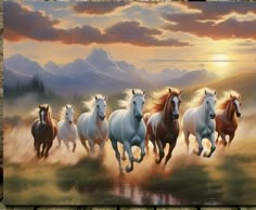 a group of horses running across a field