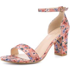 PRICES MAY VARY. [ Material ]: 7 colors: Black, Blue, Pink, Red, Dark Blue, White Fabric Upper; Rubber Sole; ABS Heel 👠 Heel Height: 3'' (approx 7.5 cm) [ FEATURES ]: Ankle Strap; Floral Printed; Chunky Heels; Buckle Closure; Block Heel; Open Toe; Lightly Padded [ Good for Various Occasion ]: Whether a party, work, date, wedding, cocktail party, nightclub, homecoming, ocean, travel, or another special occasion, you can pair gold/silver heels with dresses, T-shirts, jeans, shorts, or anything ca Grad Outfits, Ankle Strap Chunky Heels, Ankle Strap Block Heel, Glamorous Party, Open Toe High Heels, Womens Chunky Heels, Colorful Accessories, Chunky High Heels, Chunky Heels Sandals