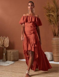 Rita Sahara Shirt + High Low Skirt SET - SIENNA - Erika Peña Tassel Belt, Cotton Voile Fabric, Bohemian Skirt, High Low Skirt, Off The Shoulder Top, Cotton Voile, Off Shoulder Tops, Different Fabrics, Bohemian Style