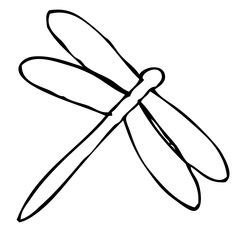 a black and white drawing of a dragonfly