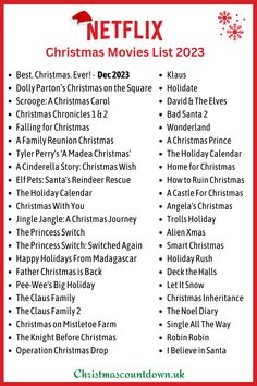 Netflix Christmas movie List 2023 Netflix 2023 List, Old Christmas Movies List, What To Watch With Family, Best Christmas Films, Christmas Films Netflix List, Netflix Movies To Watch Christmas, Christmas Movie List 2023, Christmas Film List, Christmas List Movie