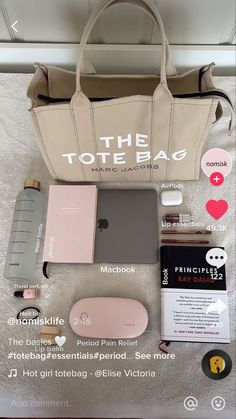 Shop everything on my amazon storefront That Girl Essentials List, Aesthetic Purse Essentials, College Tote Bag Aesthetic, What To Have In Your Bag, Study Outfit Aesthetic, Tous Bag, Bag Essentials Everyday, Tote Bag Essentials, Tote Bags For College