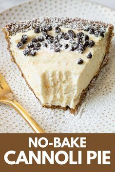 no - bake cannoli pie with chocolate chips on top