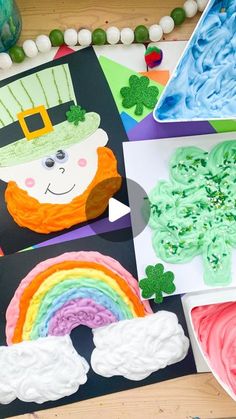 st patrick's day crafts for kids with rainbows and leprechaun