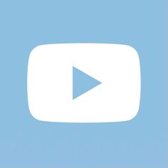 a white play button on a blue background with an arrow pointing to the left side