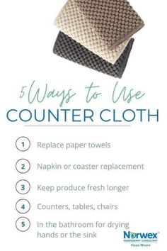 the instructions for how to use counter cloth