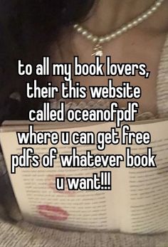 a woman reading a book with the words to all my book lovers, their this website called