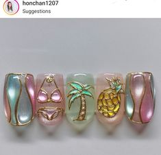 Puffy Nails, Quick Nail Designs, Playa Aesthetic, Nail Palette, Daisy Acrylic Nails, 3d Nail Designs, Chic Nail Art, Asian Nails