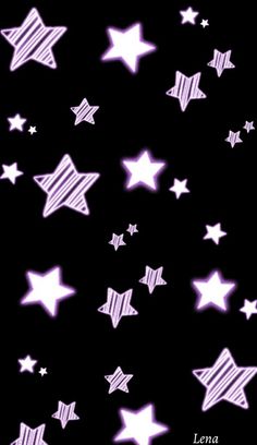 white stars on black background with the word lena written below them in purple ink