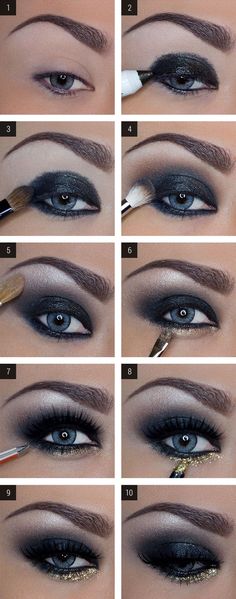 Smokey Eyes Tutorial, Blue Eye Makeup Tutorial, Dark Eye Makeup, Trendy Eyeshadow, Make Up Tutorials, Hollywood Makeup, Makeup Tutorial Step By Step, Artist Makeup, Smokey Eye Tutorial