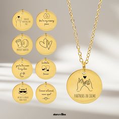 We're brand new! Be one of the first 100 stars n lilies customers and receive a special gift!🌟 Surprise your best friend, soulmate, girlfriend, grandmother, sister or daughter with this customized stainless steel engraved necklace, the perfect gift for for Mother's Day, birthdays, Christmas, or any special occasion. This personalized necklace allows you to select a unique design to engrave, making it a thoughtful and meaningful gift for her.  MATERIAL Crafted from high-quality 316L stainless st Valentine's Day Friendship Necklace With Round Pendant, Round Pendant Jewelry For Valentine's Day, Best Friend Gift Pendant Charm Necklaces For Mother's Day, Valentine's Day Engraved Necklaces, Pendant Charm Necklaces For Best Friend And Mother's Day, Engraved Jewelry For Mother's Day And Friendship, Customized Jewelry For Valentine's Day Friendship, Customized Jewelry For Friendship On Valentine's Day, Round Friendship Necklaces For Valentine's Day