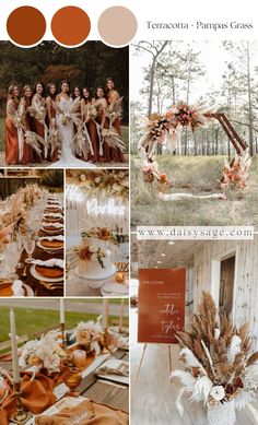 an orange and brown wedding color scheme