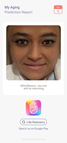 the app is showing an image of a woman's face