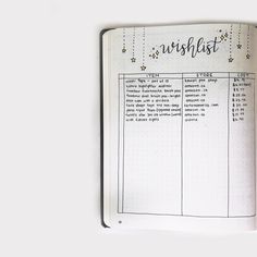 Bullet Journal Wish List, Bullet Journal Wishlist, Bullet Journal September, Finance Bullet Journal, Bullet Journal Minimalist, Journal Lists, Bullet Journal Weekly Spread