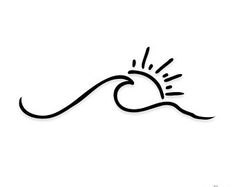 the sun shines through the waves in this simple line art drawing by artist and photographer person