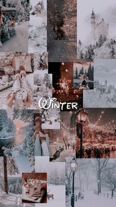 a collage of photos with the words winter