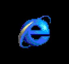 an image of the internet logo in pixelated style on a black background with blue and yellow colors