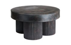 a round table with two columns on the top and one column at the bottom, in black metal