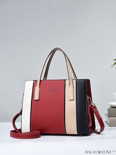 BagForLove - Stylish Color Block Handbag: Fashionable Letter Print, Adjustable Shoulder Strap Product Description Color Multicolor Type Square Bag Bag Size Medium Strap Type Double Handle Pattern Type Colorblock Style Minimalist Closure Type Zipper Material PU Leather Size Chart INCH CM Strap Length Bag Length Bag Width Bag Height Handle Height 47.2 inch 9.8 inch 4.3 inch 7.9 inch 4.7 inch Strap Length Bag Length Bag Width Bag Height Handle Height 120 cm 25 cm 11 cm 20 cm 12 cm Details Pictures Color Block Handbags, Printed Handbags, Word Wrap, Style Minimalist, Bag Bag, Square Bag, Print Tote, Shoulder Tote, Letter Print