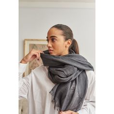 Charcoal Linen Scarf Scarves Studio Variously Packaging Sustainable, Black Silk Scarf, Cotton Shawl, Shawl Style, Felt Pouch, Multiple Outfits, Linen Scarf, Hooded Baby Towel, Linen Scarves