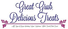 the words great club delicious treats are in blue and red lettering on a white background