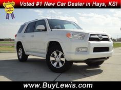 2011 #Toyota #4Runner - SR5 3RD ROW 50/50 SPLIT FOLD-FLAT LEATHER SEAT, PWR TILT/SLIDE MOONROOF W/SUNSHADE. SR5 with Blizzard Pearl exterior and Black/Graphite interior features a V6 Cylinder Engine with 270 HP at 5600 RPM*. ONE OWNER, Local Trade! For more information, click here: http://buylewis.com/Western-Kansas/For-Sale/Used/Toyota/4Runner/2011-4WD-4dr-V6-SR5-Natl-White-SUV/32735963/ White Suv, Interior Window Trim, Painting Guide, Europe Photography, Interior Design School, Toyota 4, 4 Runner