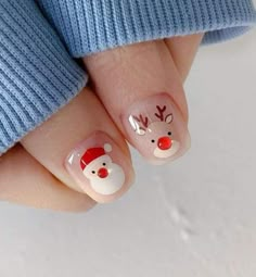 Kids Christmas Nail Ideas, Kids Xmas Nails, Lola Nails, Santa Hat Nails, Christmas Toes, Snowman Nail Art, Xmas Nail Designs, Nail Art Noel, Kids Nail Designs