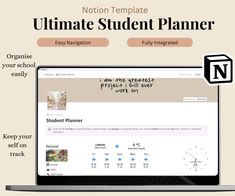 an image of a laptop screen with the text'ultimate student planner'on it