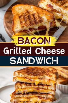 grilled cheese sandwich with bacon and melted cheese