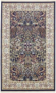 an intricately designed rug with blue and green colors