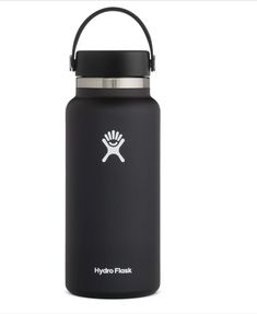 the hydro flask water bottle is shown in black