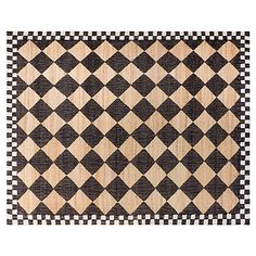 a black and white checkered area rug