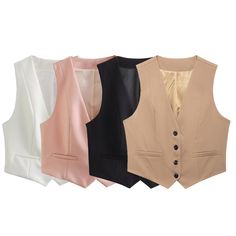 Willshela Women Fashion Solid Single Breasted Waistcoats Vest Vintage Sleeveless Jackets Female Chic Football Game Outfit, Golf Dresses, Golf Skirts, Golf Outfits Women, Sleeveless Jacket, Collars For Women, Tennis Clothes, Gaming Clothes, Skorts