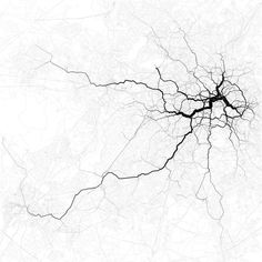 a black and white map of the city of london, england with lines in it