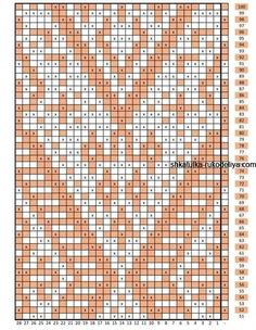 an orange and white cross - stitch pattern with numbers on the bottom, in different colors