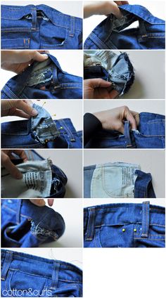 how to sew an old pair of jeans with buttons and zippers - step by step instructions