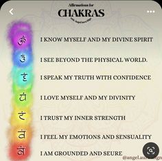 Chakras And Affirmations, Affirmations For All 7 Chakras, Affirmations For Every Chakra, Angels And Chakras, Affirmations By Chakra, Chakra I Am I Feel, All Chakras Affirmations, Affirmations For The Chakras, Chakras I Am I Feel