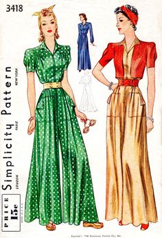 1930 Dresses Vintage, Loungewear Patterns, Jumpsuit Palazzo, Pattern Jumpsuit, Jumpsuit Pattern Sewing, Scale Pattern