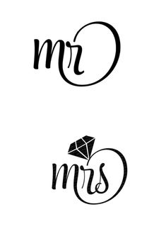 two black and white logos with the words mr and mrs written in cursive writing