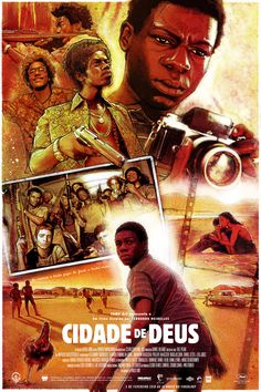 a movie poster for the film cidade de deus with an image of a man holding