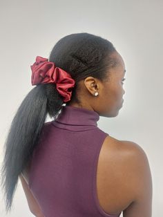 Burgundy Satin Scrunchie, Hair Tie, Hair Accessory, Satin Elastic Band, Women's Hair Accessory, Gift for Her, Satin Hair Holder Introducing the Burgundy Satin Scrunchie, the must-have hair accessory for women. Made from high-quality satin fabric, this scrunchie adds a touch of elegance to any hairstyle. Whether you're rocking a messy bun or a sleek ponytail, this satin hair tie will effortlessly elevate your look. The soft and smooth texture of the satin fabric helps prevent hair breakage and reduces friction, making it ideal for those with delicate or easily damaged hair. The elastic band ensures a secure and comfortable fit, allowing you to wear it throughout the day without any discomfort. This Burgundy Satin scrunchie is not only a practical hair accessory but also a stylish fashion st Prevent Hair Breakage, Hair Holder, A Messy Bun, Tie Hair, Hair Accessories Collection, Scrunchie Hair, Sleek Ponytail, Hair Breakage, Women's Hair