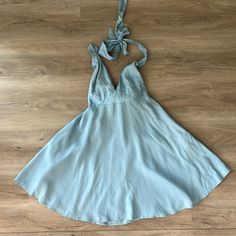 Never Worn Halter Top Lulus Dress With A Toe Back And Zipper. Has Pockets Blue Halter Mini Dress, Light Blue Halter Dress, Blue Halter Dress, Halter Top Dress, Lulus Dress, Blue Halter Top, Halter Top Dresses, Lulus Dresses, Dresses Blue