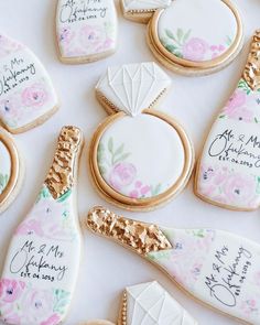 decorated cookies with wedding names on them