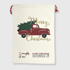 ILTEX Apparel Santa Sack - Christmas Truck Christmas Gift Sack, Personalised Christmas Sack, Christmas Treats Boxes, Personalised Santa Sacks, Holiday Storage, Santa Bags, Gift Sack, Christmas Sack, Santa Sack